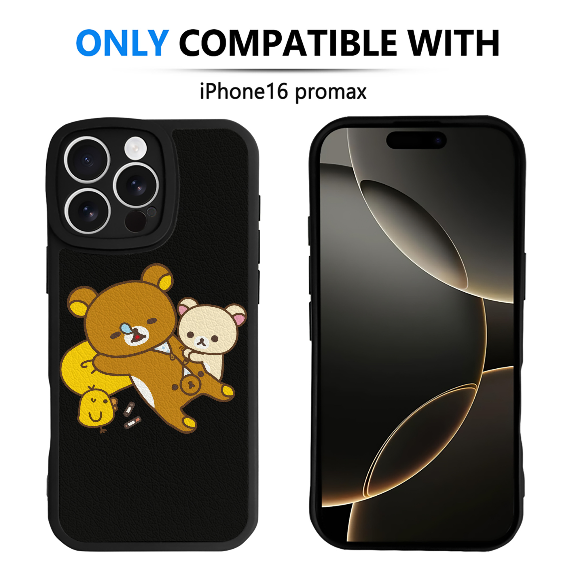 （画像用） リラックマ リラックマ キイロイトリ Rilakkuma Korilakkuma Kiiroitori 【iPhone 16シリーズ対応】シリコンスマホケース（レザー調） 材質：シリコン
